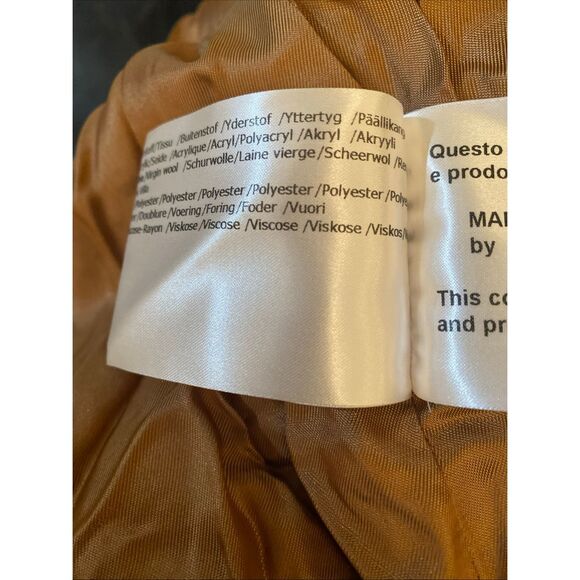 ICONS Cinzia Rocca Fitted Mid Length Coat Women's 12 Lt Camel Wool Blend L/S - Picture 12 of 12